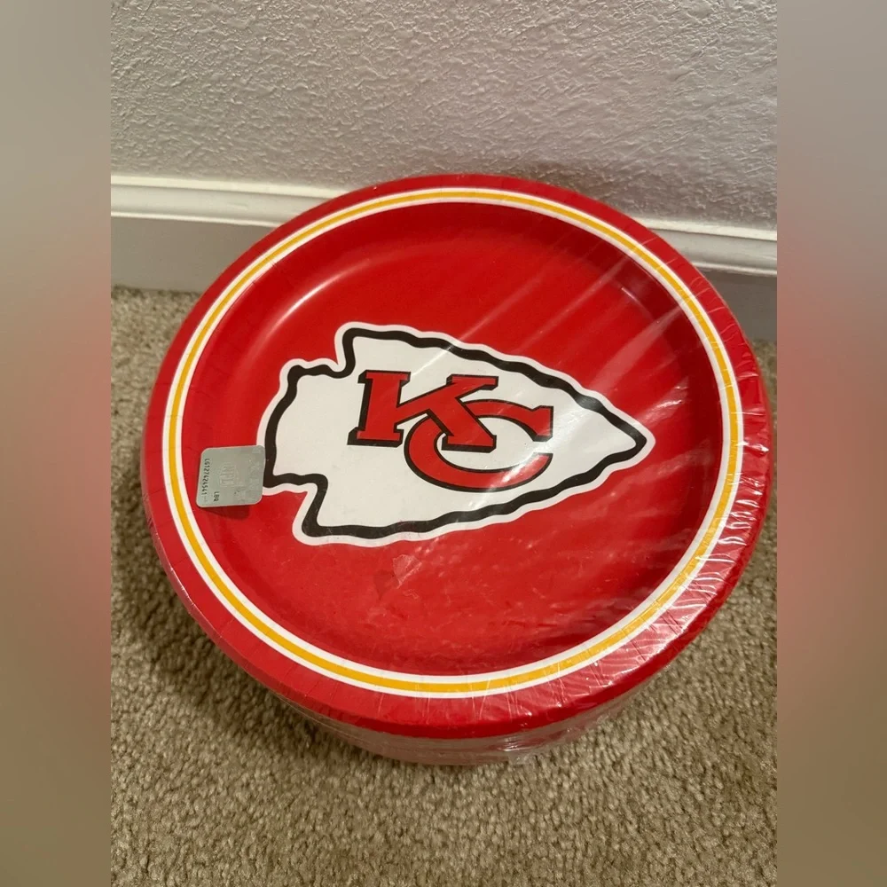 NFL Kansas City Chiefs Red White Logo Party Platter